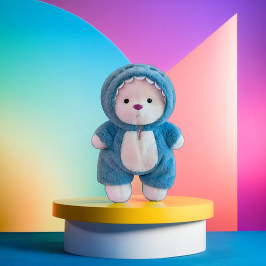🌸 Kawaii Ours Bleu 35cm – Peluche Douce Animale, Jouet, Coussin à Câliner